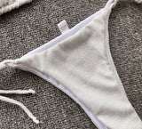 2 Colors Sexy Bikini Women Swimwear Swimsuit Solid Shining Fabric Triangle Halter Bikinis Set Bathing Suit Beach Bikini Female