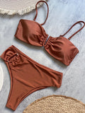 Bandeau Bikini Push Up Women Swimsuits 2026 Sexy Female Swimwear Brazilian Bikini Set Thong Biquini Swim Suits Solid Beachwear