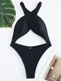 Sexy Criss Cross Backless High Cut Women Swimwear One Piece Swimsuit Female Thong Monokini Bather Bathing Suit Swim Beachwear