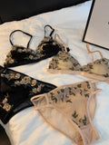 MOYISU Kawaii French Triangle Bra Airism Ultra Thin Invisible Bralette Set Black Lingerie Comfort S-XL 32-38 Sexy Tushy &  Panty