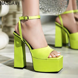 NASBAVI 2025 Women's Summer New Style Super High Heels Waterproof Terrace Trendy Glitter T-Stage Fashion Sandals Wedding Sandals