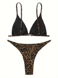 2024 Micro Leopard Bikini Women High Cut  Bandage Push Up Swimsuit Sexy Bathing Suit Padded Thong Swimwear,summer Beach Vacation