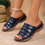 White Pu Leather Platform Sandals Women Lightweight Plus Size 36-43 Beach Sandles Woman 2025 Summer Wedges Slippers Female