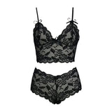 2026 Sexy Lace Flower Printed Lingerie Set for Women Thin Adjustable Shoulder Strap Triangle Cup Bralette And Underwear Suit