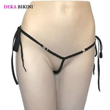 DEKA Women's Panties Swimming Open Crotchless Pearl Mini Micro Bikini Thongs G-Strings Swimsuit Briefs Exotic Lingerie Underwar