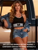 Black Rhinestone Camisole for Women Going Out Sequin Sparkly Top Double Adjustable Straps Clubbing Y2K Cute Tee