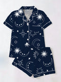 Women's Sleepwear Women's Comfort Printed Pajamas Set Milk Silk Cardigan Short Sleeve Shorts Homewear Set