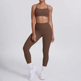 Women's Seamless Yoga Set Cross Back Sports Bra & High Waist Booty Lifting Yoga Leggings Gym Running Fitness Workout Outfit