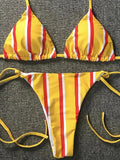 New Sexy Halter Striped Bikini 2025 Women Swimsuit Female Swimwear Two Pieces Bikini Set Brazilian Bather Bathing Suit Swim Lady