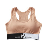 Women Racerback Cotton Blend Sports Cami Bra Stretch One Size Casual Daily Under Top Color Block Letter Band Tank Top
