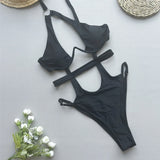 Asymmetric V-bra Underwired Cut Out Women Swimwear One Piece Swimsuit Female High Cut Monokini Bather Bathing Suit Swim V5928