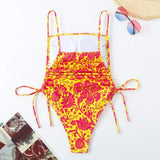 2026 Floral String One Piece Swimsuit Backless Sexy Swimwear Women Bathing Suit Female Swimming Summer Beachwear Bodysuit