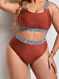 0XL - 4XL Splicing Bikini Large Size Swimwear Plus Size Women Swimsuit Female Two-pieces Bikini set Bather Bathing Suit K3785