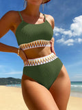 High Waist Bikini 2026 Women Strappy Swimwear Female Sexy Padded Swimsuit Solid Bathing Swimming Swim Suit Summer Beachwear