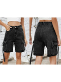 Women Cargo Denim Shorts Casual Summer Loose Solid Colors Jean Short Pants for Vacation Beach Club Streetwear