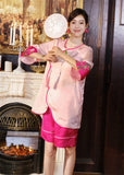 New Chinese style pajamas with breast pads, simulated silk, ice silk home wear, satin jacquard pajamas set