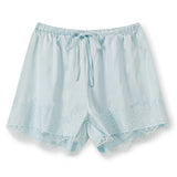 Summer Women's Casual Solid Satin Shorts Loose Fit Stylish Lace Trim Mid Rise Drawstring Shorts Lace Trim Lounge Bottoms