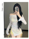 New Swimsuit for Women, Split Long Sleeved Sun Protection, Fresh and Sweet, Pure Desire, Beach Three Piece Swimsuit Set