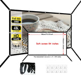 16: 9 portable foldable white soft screen, 60-150 inch high-definition wall mounted extended projection screen