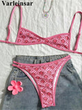 S - XL Flowers Printed High Leg Cut Bikini Female Swimsuit Women Swimwear Two-pieces Bikini set Bather Bathing Suit Swim V6965