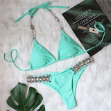 DEKA Diamond Bikini Set Brazilian Rhinestones Halter Women Swimwear Female Swimsuit Two-pieces Bikini Bather Bathing Suit Swim
