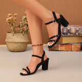 versatile fashion women's shoes  thick heels high heels black sandals for women summer