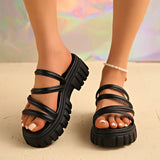 2026 Summer Chunky Platform Gladiator Sandals Women Spaghetti Strap Thick Bottom Slippers Woman Anti Slip Beach Sandles 35-43