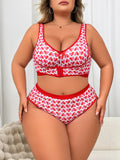 Fashion Heart Print Sexy Lingerie Set, Wireless Side Support Bra, Wing Smoothing Shaping Bra New Arrival