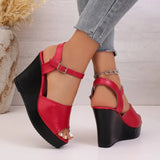 Women Sandals Summer  Peep Toe Ankle Strap High Heels Ladies Wedges Platform SandalsParty