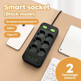 EU plug and socket 4 sockets, multi plug wall power plug and socket without extension cable or USB and Type-C port