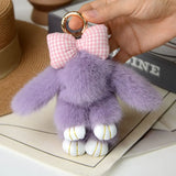 Bag Accessories Fashion Pluff Bunny Keychain Fluffy Lovely Play Dead Rabbit Cute 13cm Rabbit Fur Keychain Women