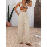 Phantasy Bohe Jumpsuit Women Casual Strap Embroidery Long Pants Fashion Sleeveless Jumpsuit Lady Summer Vacation Streetwear