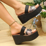 2026Trend Summer High Heel Women Sandals Big Size Open Toe Beach Shoes Fashion Comfortable Wedge Heel Slippers Slides Women
