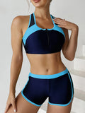 2026 Zipper Bikini Set Two Piece Swimsuit Women With Shorts Sports Swimwear Female Bathing Swimming Suit Beach Wear Summer