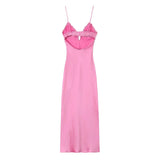 Foridol Ruffles Tie Up Satin Dress Women Elegant Maxi Long Summer Party Dress Spaghetti Strap Red Sexy Sundress Vestidos 2025