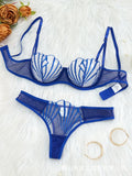 2pcs Women's Bra Set Sexy Lace Mesh Lingerie Set Ultra Thin Breathable Comfortable Lightweight Scallop Transparent Lingerie Set