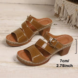 Women Summer Lightweight Hollow Sandals High Heels New Dress Chunky Open Toe Slippers Female 2026Casual Slingback Slides Shoes