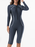 2026 Zipper Slim One Piece Swimsuit Women Long Sleeve & Knee Swimwear Female Bather Bathing Swimming Swim Surf Suit Beachwear