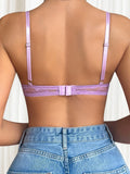 Beautiful fashionable colored strip steel support underwear thin lace semi transparent women's underwear sexy Lingerie HR2635
