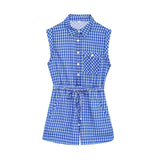 Gingham Printed Jumpsuit Women 2025 Summer Spring Wide Leg Casual Overalls for Women Cotton Linen Romper Pockets Playsuit