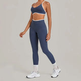 Women's Seamless Yoga Sets Sports Fitness Gym Sleeveless Vest Hip-lifting Slim Fit Pants Suits Running Training Workout Sets
