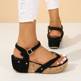 Chunky Platform Clip-Toe Sandals for Women Summer Rivet High Heel Sandal for Ladies Fashion Outdoor Anti-Slip Sandalias Mujer