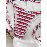 S - XL Striped Halter Bikini Women Swimwear Female Swimsuit High Cut Leg Bather Bathing Suit Swim Two-pieces Bikini set K8043