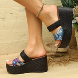 2026Trend Summer High Heel Women Sandals Big Size Open Toe Beach Shoes Fashion Comfortable Wedge Heel Slippers Slides Women