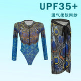 One Piece Sun Protection Swimwear 2026 Women Long Sleeved Print Swimsuit Female Sports Bathers Swimming Bodysuit Beach купальник