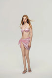 Peals Shell Push Up Bikini Set Women Pink White Underwire Bra Mesh Skirt 3 Piece Swimsuit 2025 Beach Bathing Suit Thong Swimwear