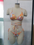 Print Triangle Bikini Set Women Split Swimwear Sexy Bandage Design Micro Bikini Beachwear Summer New Lady Swimming Bathing Suit