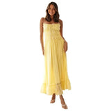 Foridol Spaghetti Strap White Sundress Flounced Edge Women's Dress Summer Beach Style Maxi Dress Bowknot Boho Vestidos 2025