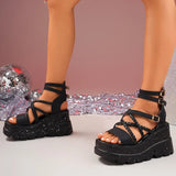 Cross Band Chunky Platform Sandals Women 2025 Summer Thick Sole Wedges Rome Sandles Woman Super High Heel Gladiator Sandalias 43