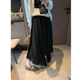 Spliced Lace Elastic High-waisted Slimming Skirt White Lace Trim Skirt Elastic Waist Casual Summer Style Skirt For Women 6S7Q